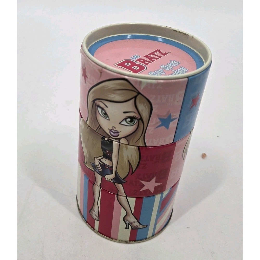 LIL BRATZ DOLLS SASSY CHIC SPORTY VTG 2004 METAL TWIST CANDY TIN EMPTY